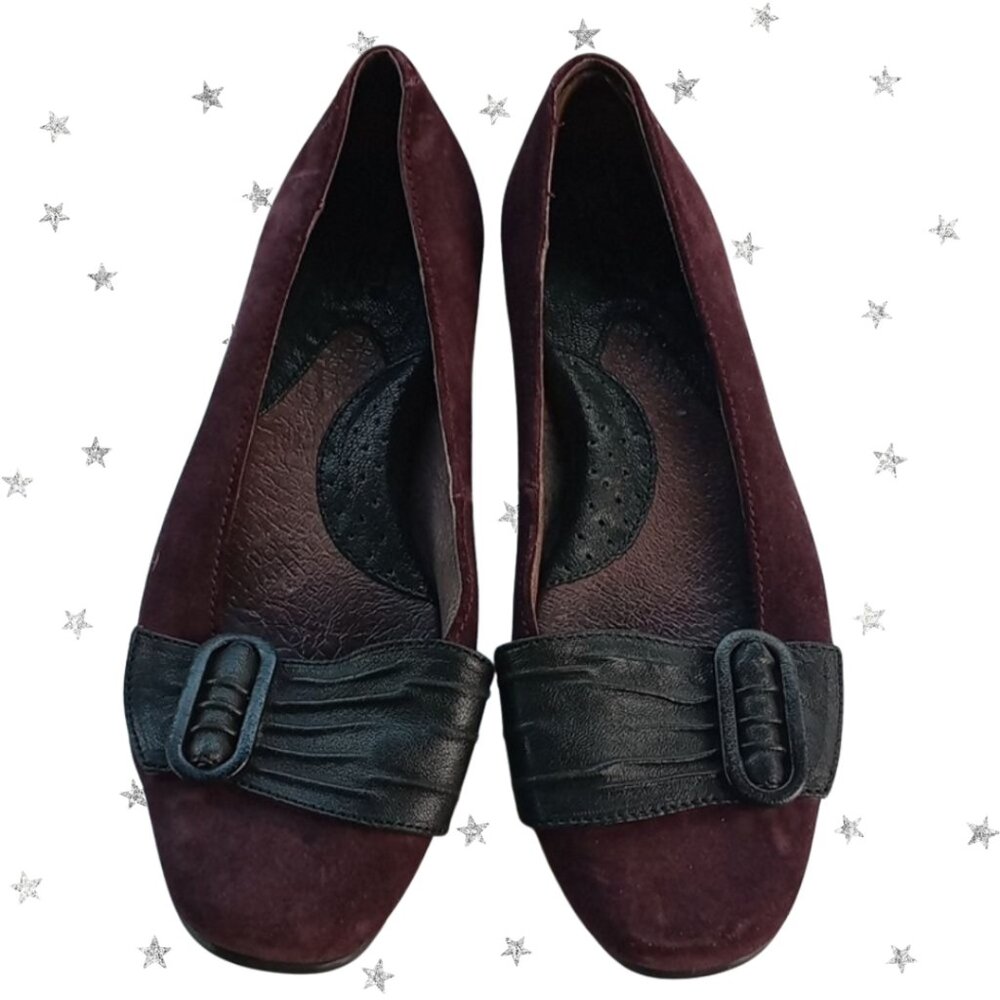 Born Flats Shoes Womens US 7 Suede Casual Slip On Shoes Ballet Flats Plum Office
